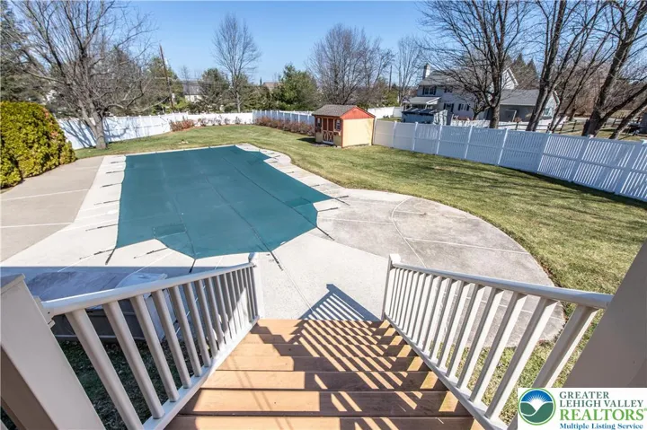 View of stairs leading to backyard