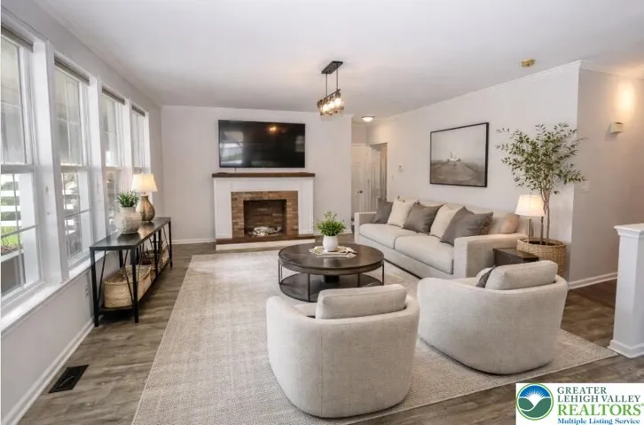 Digitally staged living room