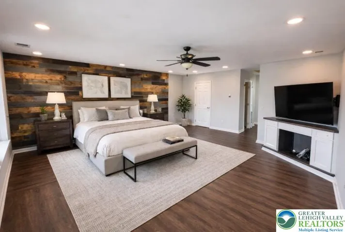 Digitally staged, primary suite
