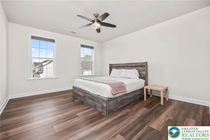 Large bedroom with fan