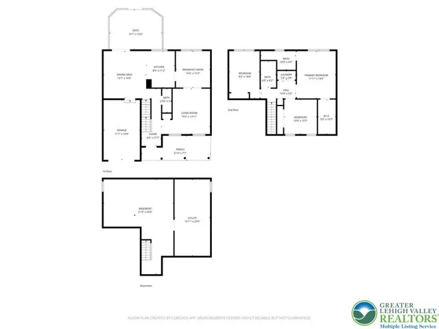 Spacious multi-level floor plan layout.