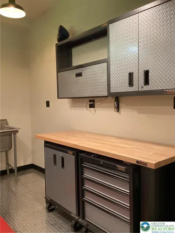 Kitchen counters and cabinets.