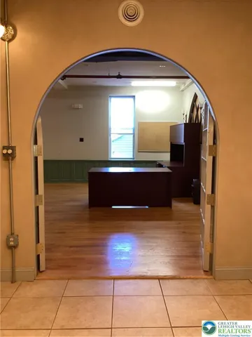 Looking out of elevator room.