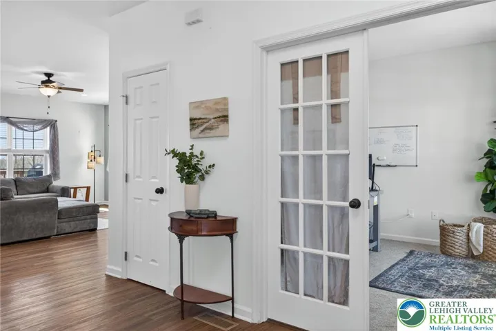 French doors leading to office