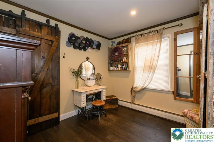 Bedroom 3 - Hardwood floors, custom barn doors