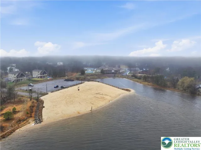 Community Lake and Beach Aerial View