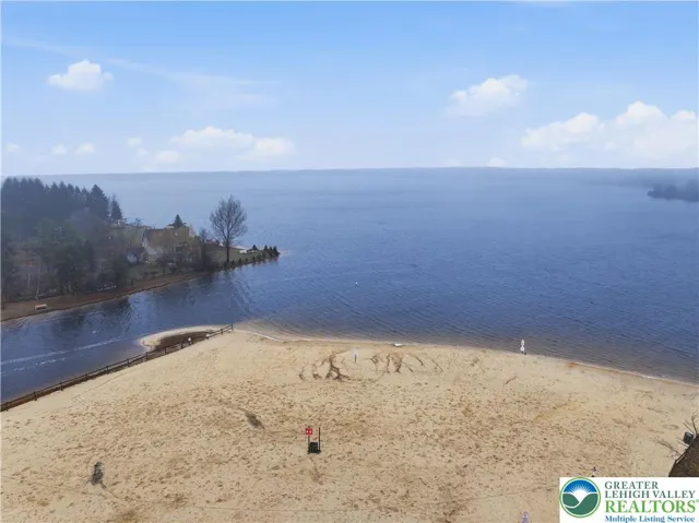 Community Lake and Beach Aerial View