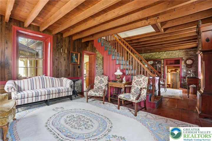 Original wood plank floors, natural wood ceilings, original stone walls