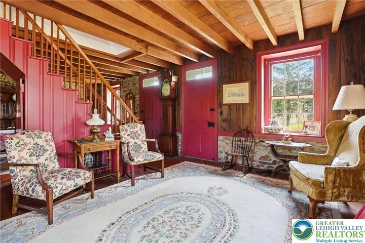 Original wood plank floors, natural wood ceilings, original stone walls