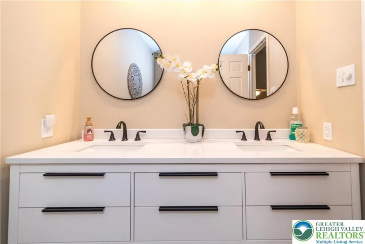 Modern Hall Bath with Double Vanity