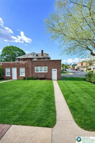 Backyard with garage