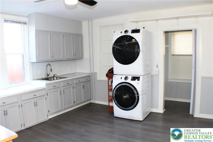 Laundry hook-up in the kitchen for a stackable set