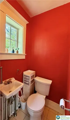 cute handy powder room is on first floor