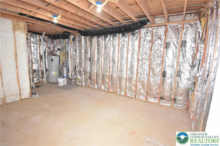 Large unfinished storage area in basement