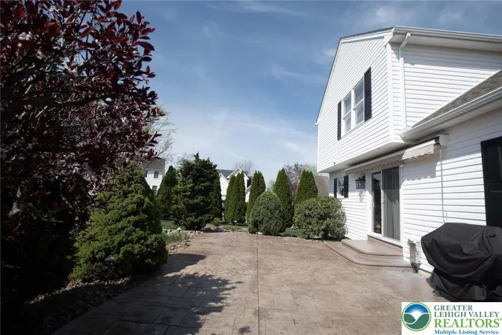 very private and tree lined patio without the extended awning