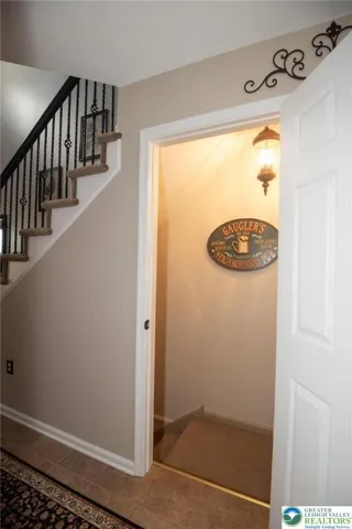 entrance to the finished lower level (basement)