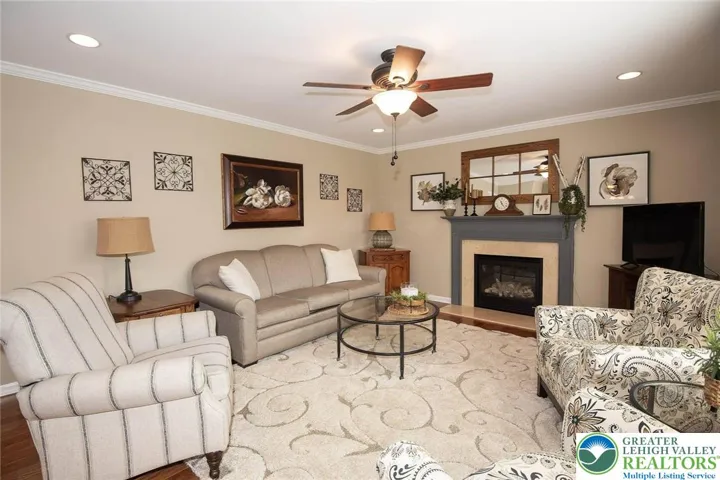 relax on those chilly nights in front of the gas fireplace; mirror over fireplace remains with the home