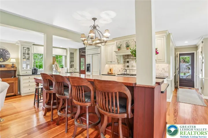 Island seating with wood counters