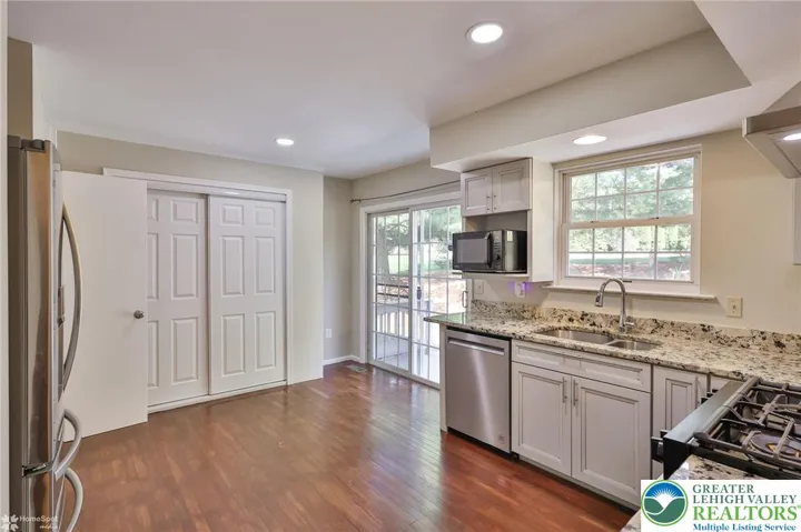 Large pantry and sliding doors to deck