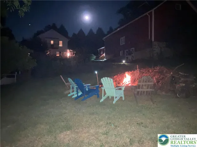 Fire under the moonlit sky