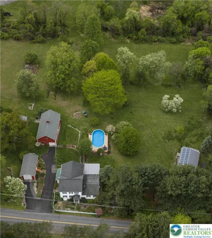 Aerial facing west from road