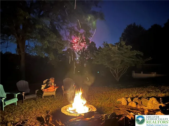 Watching fireworks from the firepit