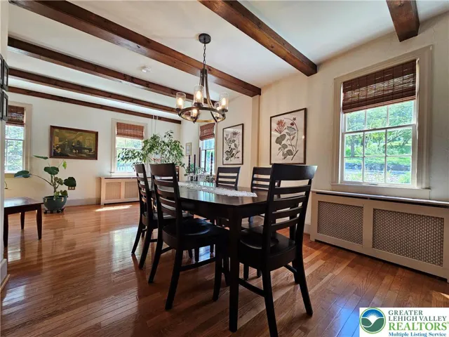 Dining room w/beamed ceiling