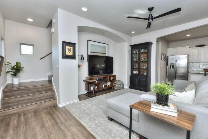 Wood look laminate flooring throughout the home