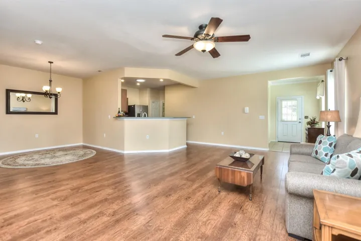 As you enter the home from the sliding glass door leading to the screened in patio
