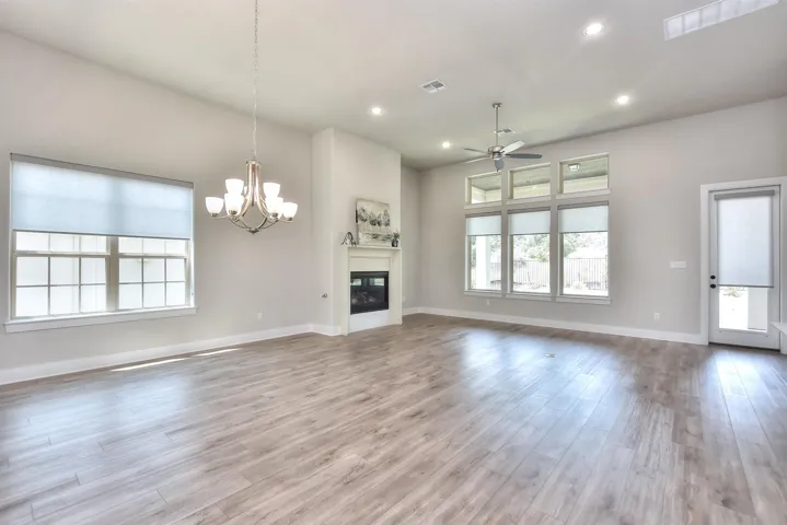Family Room with plenty of natural light and a warm fireplace...