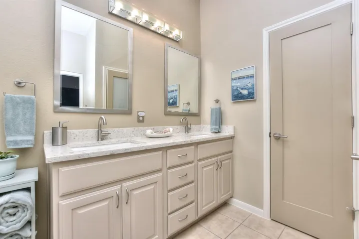 Primary bath with quartz counter & double under mount vanities