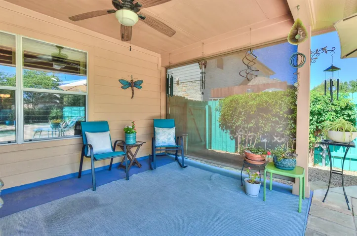 Covered back patio with remote solarscreen!