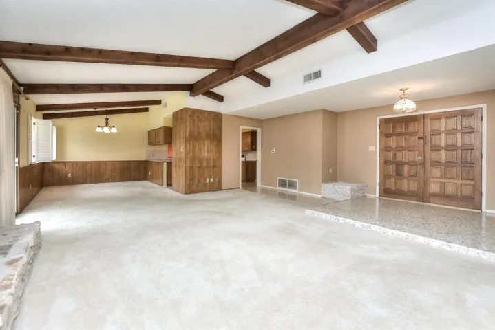 The living and dining areas open to each other to make a great space for updates