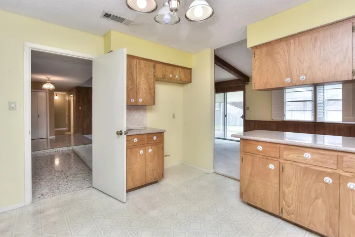 Reworking this area provides opporunity to open up the entire floor plan