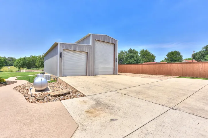 View of detached garage