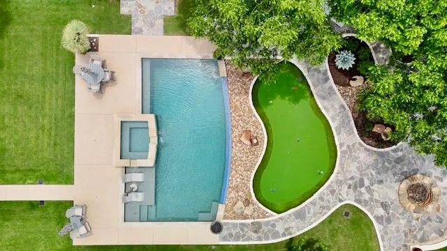 Aerial view of a pool area