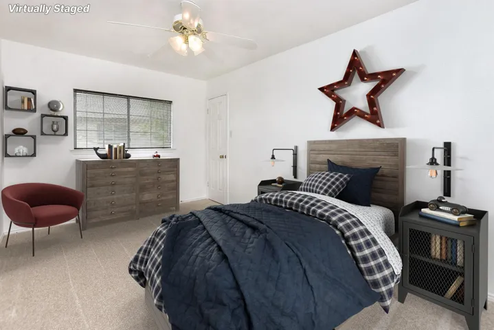 Bedroom #2....large with big walk-in closet! Virtually Staged.