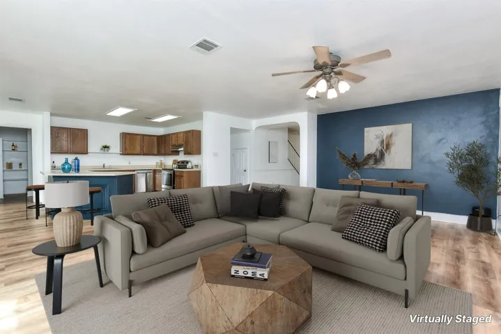 This pic shows family room virtually staged!