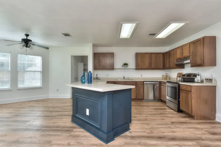 Center island has plenty of room to add some stools for additional dining and entertaining space! 