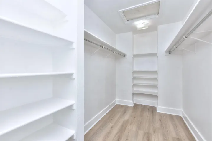 Huge primary walk-in closet with built-ins