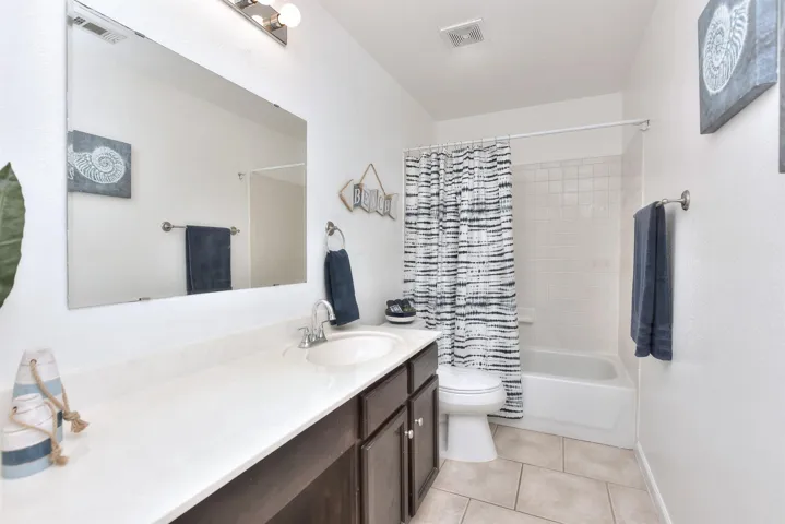 Secondary bathroom was lots of countertop space!