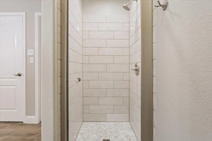 Bathroom with a walk in shower
