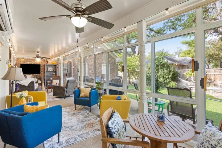 Party on!  This room is so fabulous.  The exit to the backyard is an Anderson Window sliding glass door.  Imagine a bridge party or grandchildren sleepover with plenty of board games!
