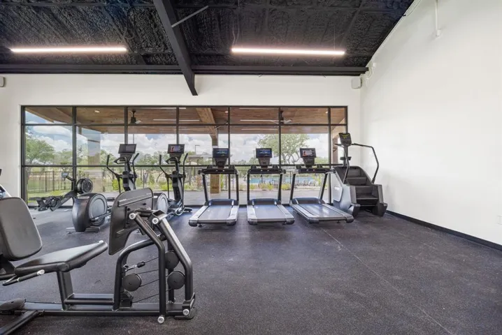 Exercise room with baseboards