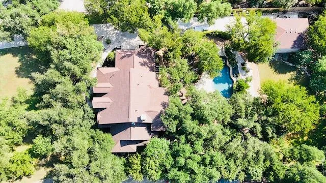 Aerial of the house, pool and 25x35  Insulated Shop