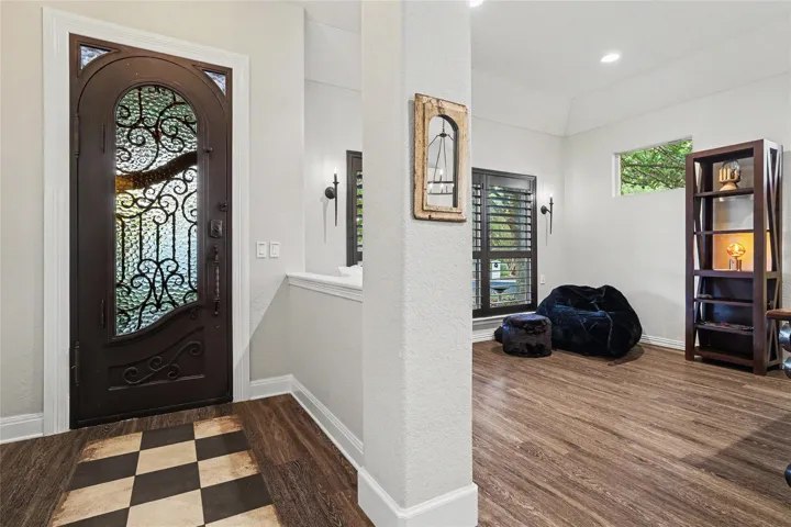 With a glimpse of the living room ...as you enter the home...