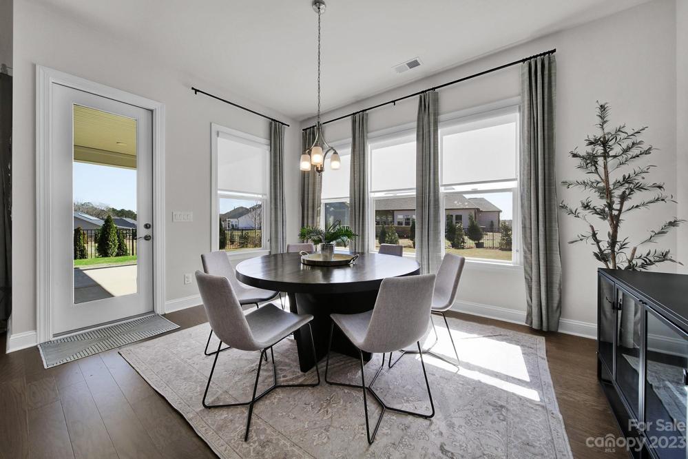 Breakfast nook overlooking backyard