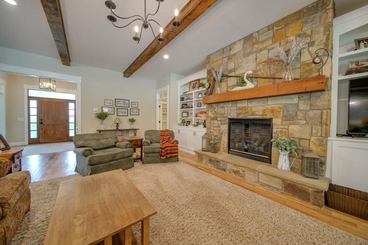 Gas stone fireplace and the built-ins are the focal point of the Great Room
