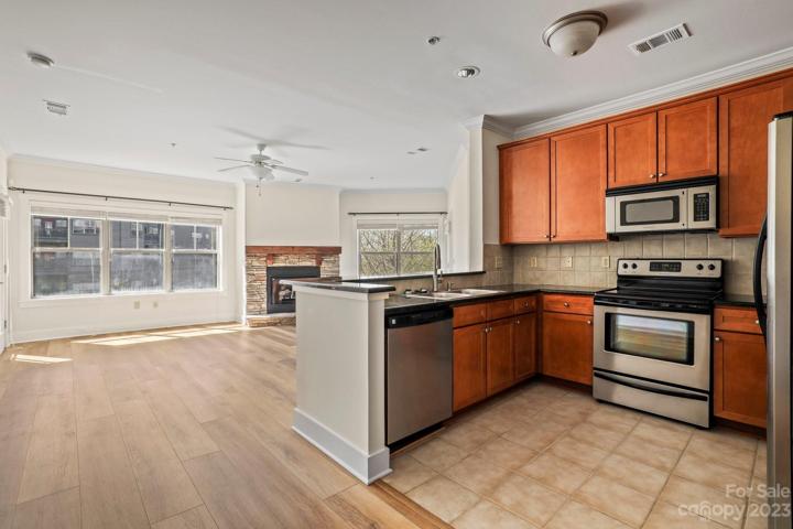 Spacious kitchen and living room