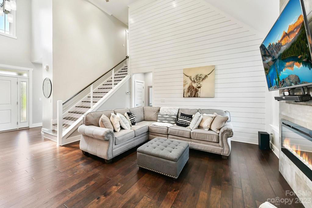 Shiplap Walls and Built-in Wall Fireplace
